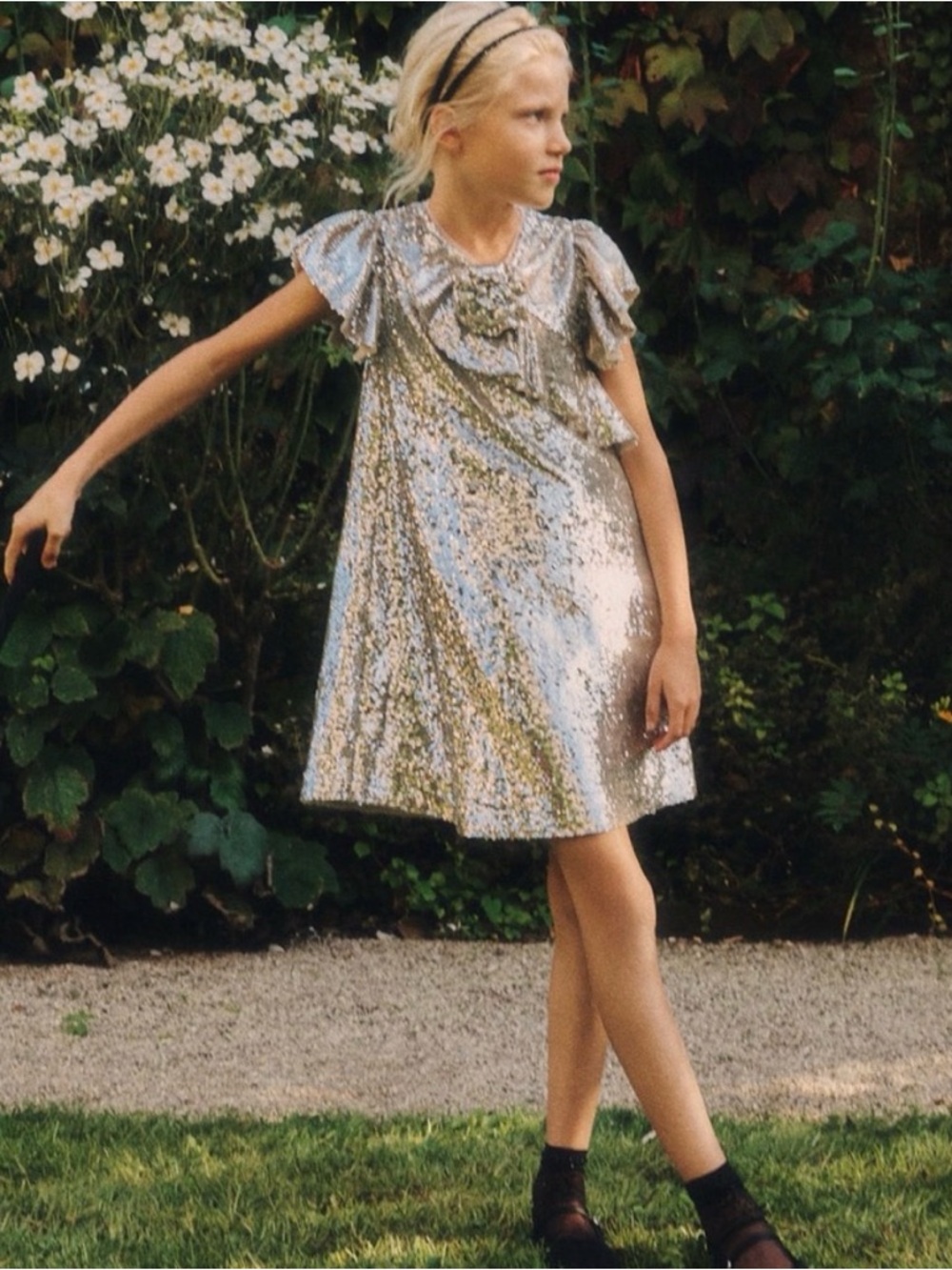 Zara Glittering Silver Kids Dress